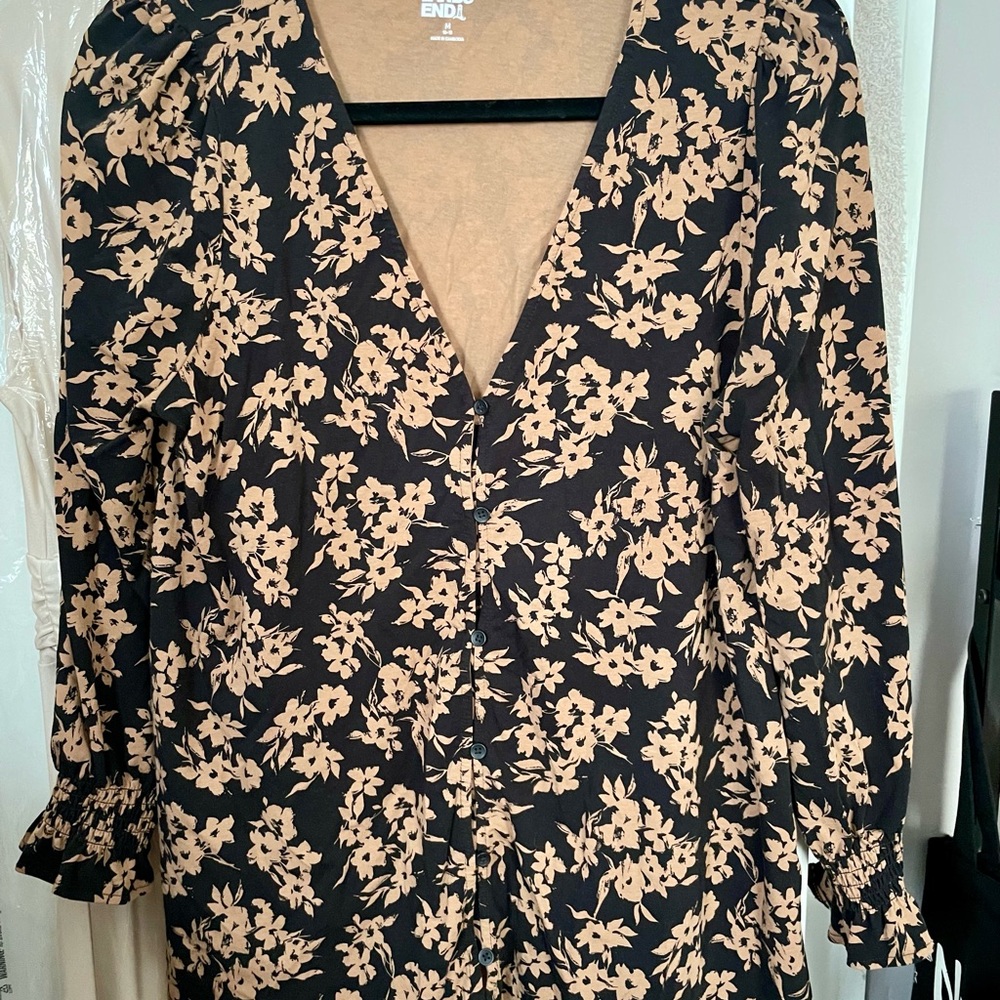 Lands' End Orange and Pink Wrap Blouse with 3/4 Sleeves